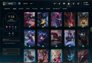 Conta Unranked com 120 Champs e 118 Skins + 370 RP - League of Legends LOL