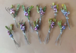 Kit Mini Buque com Flores Desidratadas - Lilás - Artesanato e Personalizados