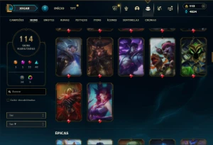 Prata 2 com 100 Champs e 113 Skins + 3 Espolios - League of Legends LOL