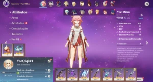 Conta Genshin Impact AR 7 com Yae Miko e Qiqi ⭐