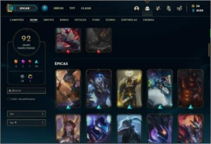 Conta Unranked com 125 Champs e 92 Skins - League of Legends LOL