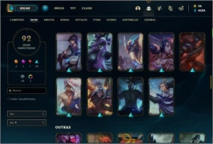 Conta Unranked com 125 Champs e 92 Skins - League of Legends LOL