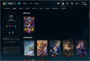 Conta Unranked com 125 Champs e 92 Skins - League of Legends LOL