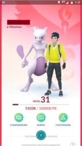 CONTA POKÉMON GO LV 31 TIME VERMELHO - MEWTWO + EX + LEND