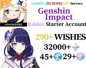 Raiden Shogun + 32000 gemas + 1 5🌟 RANDOM do mochileiro - Genshin Impact