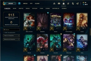Conta Platina 1 com 75 Champs e 18 Skins + 5 Espolios - League of Legends LOL