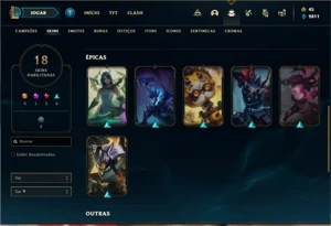 Conta Platina 1 com 75 Champs e 18 Skins + 5 Espolios - League of Legends LOL