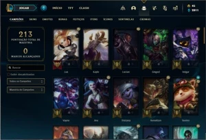 Conta Platina 1 com 75 Champs e 18 Skins + 5 Espolios - League of Legends LOL