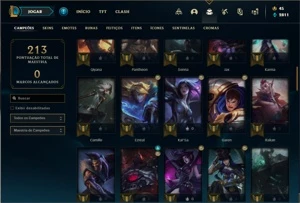 Conta Platina 1 com 75 Champs e 18 Skins + 5 Espolios - League of Legends LOL