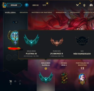 Conta lol SMURF plat 3 com skin lendária da Jinx - League of Legends