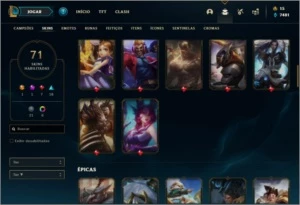 Conta ouro 1 com 86 champs e 71 skins ( MAIN MID ) - League of Legends LOL
