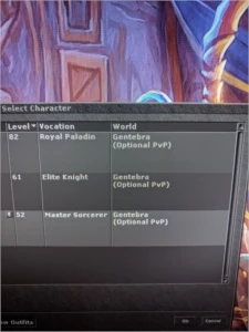 RP 82 Gentebra + MS + EK com 50 dias de Premium - Tibia