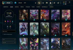 Diamante 4 com TODOS os Champs e 110 Skins - League of Legends LOL