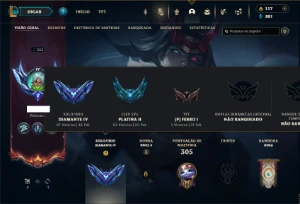 Diamante 4 com TODOS os Champs e 110 Skins - League of Legends LOL