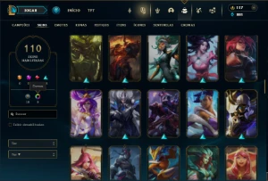 Diamante 4 com TODOS os Champs e 110 Skins - League of Legends LOL