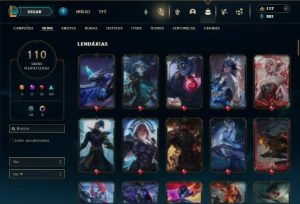 Diamante 4 com TODOS os Champs e 110 Skins - League of Legends LOL