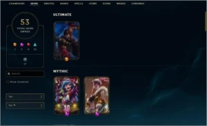 Conta lv 245 com Akali KDA Prestígio, 53 skins, 87 champions - League of Legends LOL