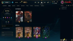 conta lvl 310 ouro  com todos os champs e com 277skins - League of Legends LOL