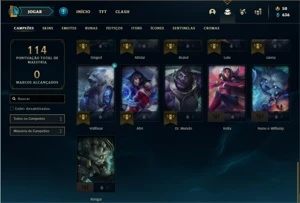 Conta Ferro 1 com 41 Champs e 19 Skins + 2 Vitoriosas - League of Legends LOL