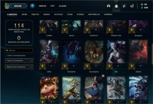 Conta Ferro 1 com 41 Champs e 19 Skins + 2 Vitoriosas - League of Legends LOL