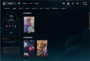 Conta Ferro 1 com 41 Champs e 19 Skins + 2 Vitoriosas - League of Legends LOL