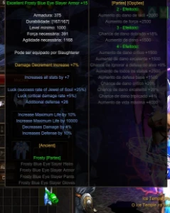 Conta MEGAMU Slayer Lv 1016 Com Set Blue Eye Ancient  S/Boot - MU Online