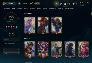 Esmeralda 4 com TODOS os champs e 199 Skins ( Nivel 865 ) - League of Legends LOL