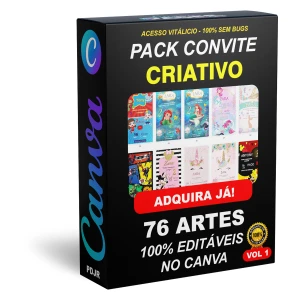 Pack Canva Convite Criativo Vol 1 - 76 Artes Editáveis - Serviços Digitais