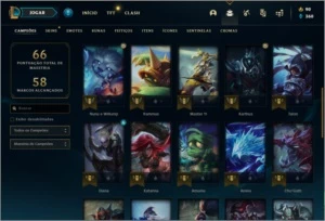 Conta platina 4 com 38 champs e 5 skins - League of Legends LOL