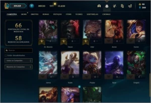 Conta platina 4 com 38 champs e 5 skins - League of Legends LOL