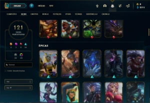 Conta Platina 3 com 121 Skins e 150 Champs com 800k de ZED - League of Legends LOL