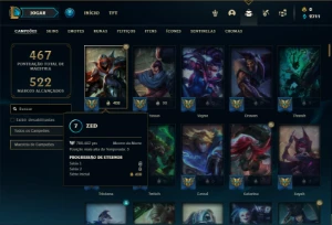 Conta Platina 3 com 121 Skins e 150 Champs com 800k de ZED - League of Legends LOL