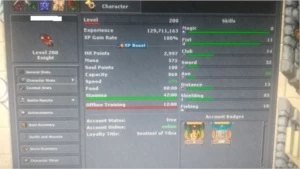 Knight 200 + Paladin Lvl + + Druid lvl 8 Skill High - Tibia