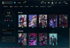 Conta Unranked com 36 Champs e 14 Skins - League of Legends LOL