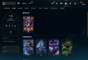 Conta Unranked com 36 Champs e 14 Skins - League of Legends LOL