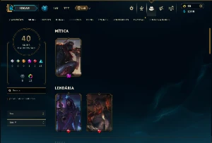 Platina 1 com 70 Champs e 40 Skins +1 Prestigio - League of Legends LOL