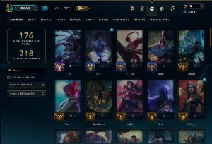 Platina 1 com 70 Champs e 40 Skins +1 Prestigio - League of Legends LOL