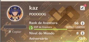 AR 57- EULA, RAIDEN, ZHONGLI, YAE MIKO, AYAKA E MAIS 5* - Genshin Impact