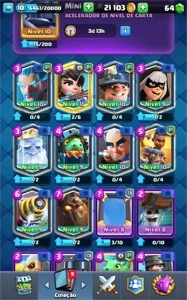 Conta de clash royale, Nivel 10, Cartas 90/107, Arena 14