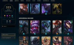 Ouro 2 com TODOS os champs e 325 Skins + 7 Vitoriosas - League of Legends LOL