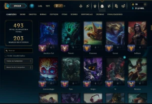 Prata 2 com TODOS os Champs e 35 Skins ( JG / MID / SUP ) - League of Legends LOL