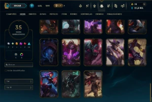 Prata 2 com TODOS os Champs e 35 Skins ( JG / MID / SUP ) - League of Legends LOL