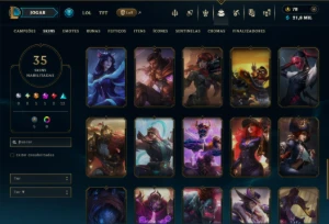 Prata 2 com TODOS os Champs e 35 Skins ( JG / MID / SUP ) - League of Legends LOL