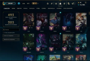 Prata 2 com TODOS os Champs e 35 Skins ( JG / MID / SUP ) - League of Legends LOL