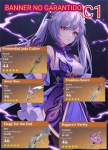 Keqing C1 + 5 armas T5 + banner Garantido - Genshin Impact