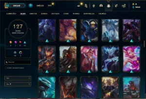Conta prata 1 com 125 Champs e 127 Skins ( MAIN SUP ) - League of Legends LOL