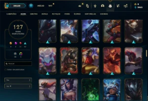 Conta prata 1 com 125 Champs e 127 Skins ( MAIN SUP ) - League of Legends LOL