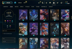 Conta prata 1 com 125 Champs e 127 Skins ( MAIN SUP ) - League of Legends LOL