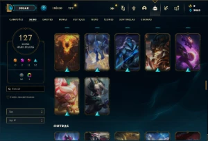 Conta prata 1 com 125 Champs e 127 Skins ( MAIN SUP ) - League of Legends LOL