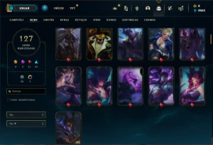 Conta prata 1 com 125 Champs e 127 Skins ( MAIN SUP ) - League of Legends LOL